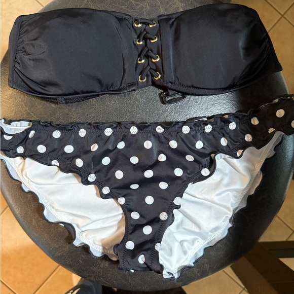 PINK Victoria's Secret Black and White Polka Dot Bikini - Picture 1 of 1
